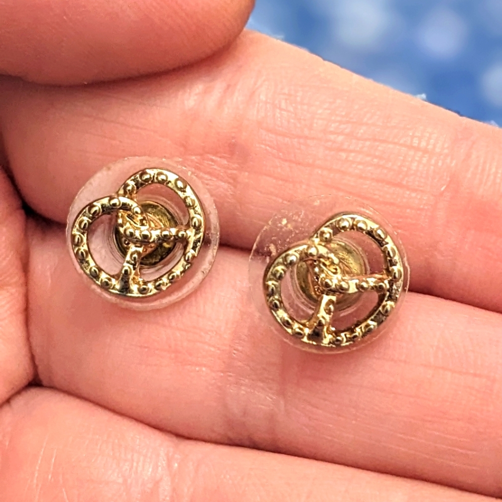 Pretzel shape sterling silver stud earrings